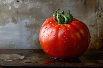 Wall Mural - Succulent Big red tomato. Nature plant food. Generate Ai