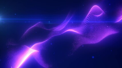 Poster - Purple energy futuristic waves with light rays and energy particles. Abstract background. Video in high quality 4k, motion design