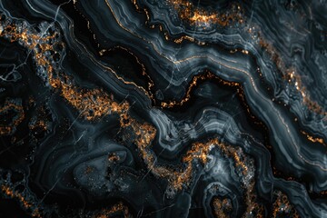 Poster - Detailed shot of black and gold marble surface, suitable for backgrounds or textures
