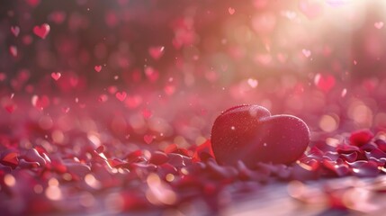 Poster - A vibrant red apple resting on a bed of colorful petals. Ideal for food and nature concepts