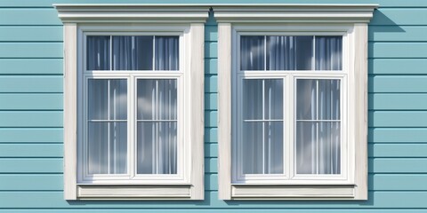 Aufkleber - Two windows on a blue building with white trim. Suitable for architectural and real estate concepts