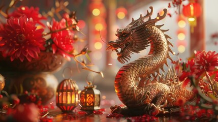 Aufkleber - A dragon statue sitting on a table, perfect for fantasy-themed designs