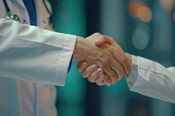 Poster - Close-up shot of a handshake gesture. Suitable for business and partnership concepts