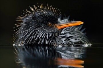 Poster - A close up image of a bird on a body of water. Suitable for nature and wildlife concepts