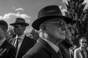 Poster - A group of men in suits and hats standing together. Suitable for business and team concept