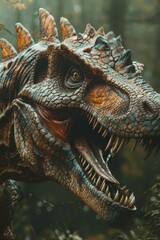 Poster - Close up of a dinosaur with its mouth wide open. Perfect for educational materials
