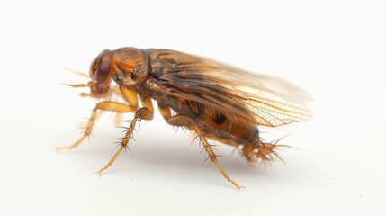 Poster - Close up of a fly on a white surface, suitable for various insect-related projects