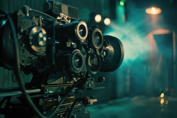 Poster - Close up of a camera on a tripod, perfect for photography enthusiasts