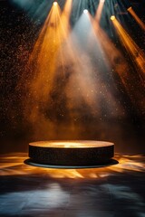 Aufkleber - A stage with spotlights and smoke, perfect for concert or performance visuals