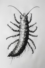 Poster - Detailed black and white drawing of a bug. Perfect for educational materials