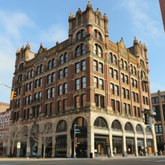 Poster - A large building with a clock on top. Suitable for urban concepts