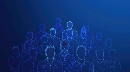 Poster - A group of people standing together in a line. Suitable for business or teamwork concepts
