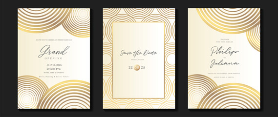 Wall Mural - luxury invitation card background vector. golden elegant geometric shape, gold lines gradient on lig