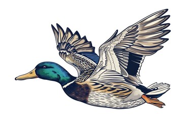 Poster - A duck flying in the air, perfect for nature-themed projects