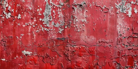 Poster - A red painted wall with peeling paint. Ideal for background or texture use