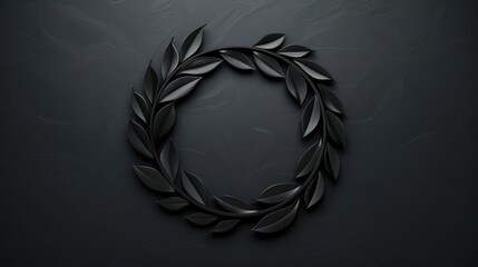 Poster - A wreath of leaves on a dark and elegant black background. Perfect for adding a touch of nature to any design project