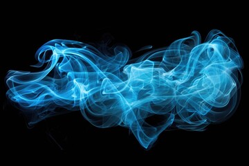 Poster - Close up of blue smoke on a black background. Perfect for graphic design projects
