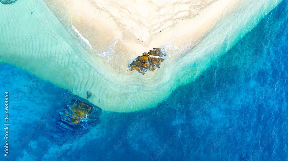 Top view nature of beach and sea Summer with sunshine, sandy beaches ...