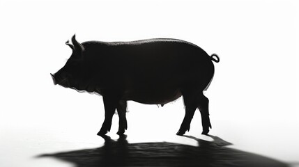 Poster - A silhouette of a pig standing on a table, suitable for various projects