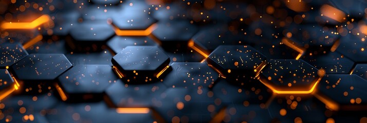Poster - a bunch of hexagons that are all over the place with some blurry lights on them