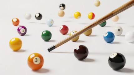 Poster - A pool ball with a cue sticking out, suitable for sports and leisure concepts