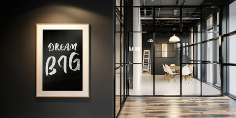 Wall Mural - Dream Big on a sign inside a modern office breakout or meeting area	
