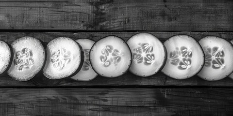 Poster - Close-up photo of a sliced cucumber, perfect for food and health-related projects