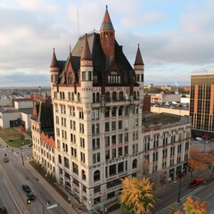 Poster - A clock tower on a large building, suitable for various projects