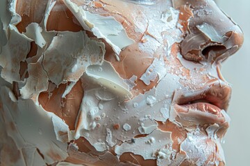 Poster - Close-up of a woman's face covered in white paint. Suitable for beauty or fashion concept