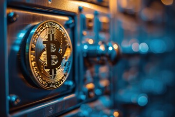 Poster - impenetrable bitcoin storage security. virtual storage. generate ai