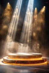 Poster - A stage with light beams shining