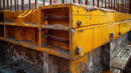 Poster - Detailed view of a yellow construction structure, perfect for industrial projects
