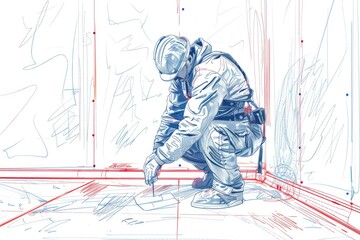 Aufkleber - Detailed drawing of a man in a space suit, suitable for educational materials