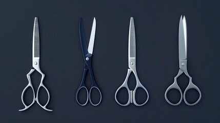 Poster - Four pairs of scissors placed together. Can be used for office or craft projects