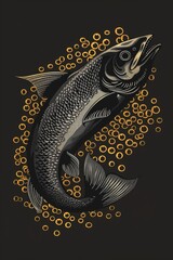 Poster - A fish jumping out of the water, perfect for aquatic themes