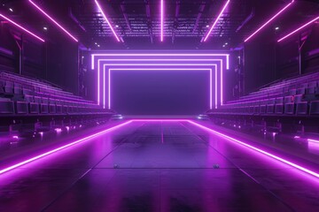 Poster - An empty theater with purple lighting, suitable for theater or event promotions
