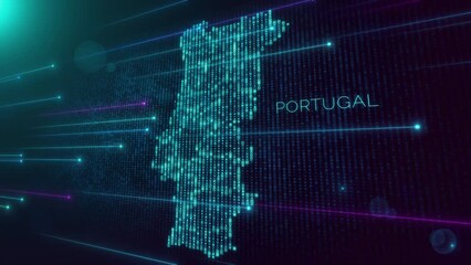 Wall Mural - abstract futuristic motion view blue violet shiny perspective square hud particles mosaic grid and t