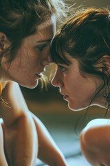 Poster - Close-up image of two women interacting, suitable for lifestyle or friendship concepts