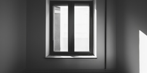 Wall Mural - Black and white photo of a window in a room. Suitable for interior design projects