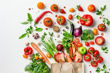 Aufkleber - A variety of fresh vegetables in a paper bag, perfect for healthy eating promotions