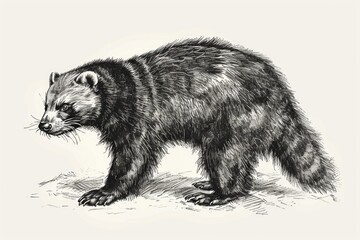 Poster - Detailed black and white drawing of a bear. Perfect for educational materials or wildlife publications