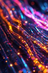 Poster - A close-up view of a bunch of bright lights. Perfect for adding a festive touch to any project
