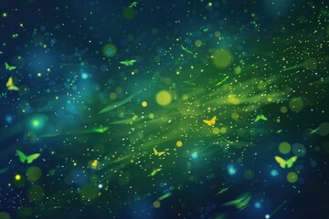 Poster - Colorful background with butterflies and stars. Perfect for nature or fantasy themed designs