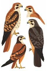 Poster - Group of birds of prey on a clean white background, suitable for various design projects