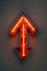 Poster - Neon arrow pointing up on a wall, suitable for business presentations