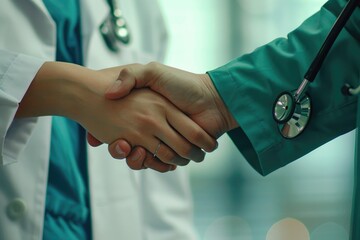 Poster - Business people shaking hands, professional partnership. Suitable for business concepts