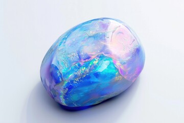 Poster - Colorful rock placed on a white background. Suitable for geology or nature concepts