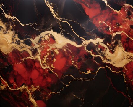 Gold, black, and red marble background