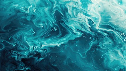 Poster - Close up of a vibrant blue and green fluid painting, perfect for artistic projects