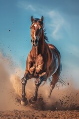 Aufkleber - A brown horse galloping on sandy beach, perfect for outdoor and nature-themed designs
